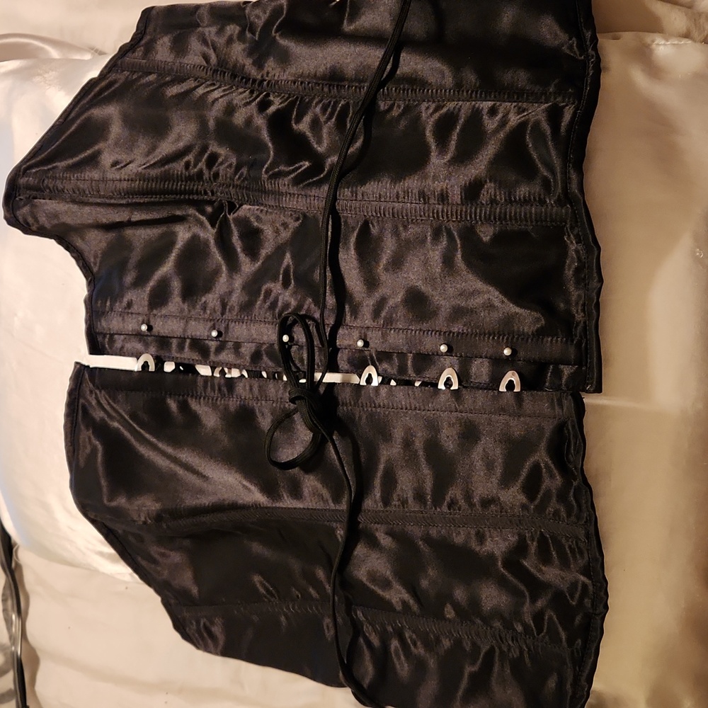 Black satin corset-over the breast